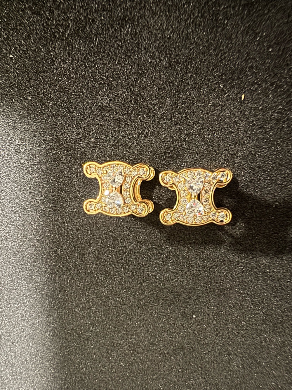 Gold Pavé Crystal Stud Earrings - Women's Jewelry